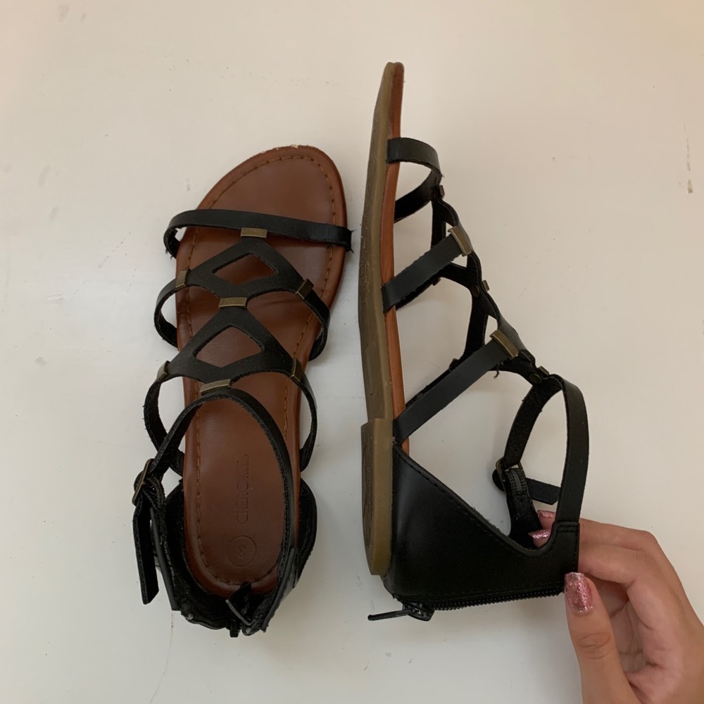 Crossed Black Sandals
